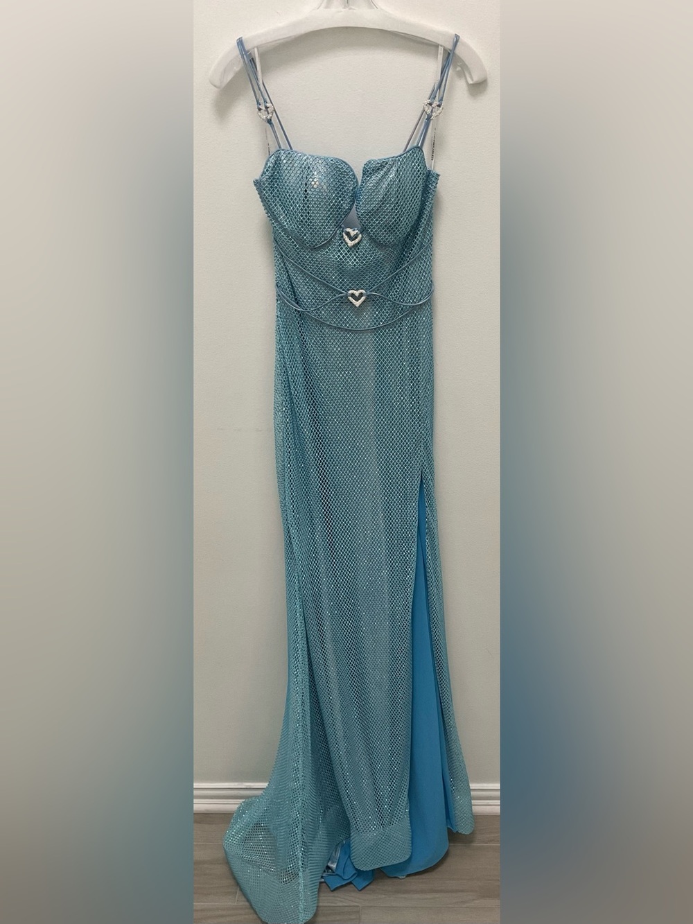 Portia and Scarlett Aqua Mesh Maxi Skirt with Heart Accents
